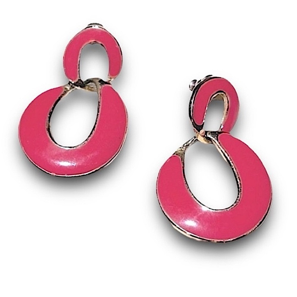 Vintage 1950s Pink Gold Tone Dangle earrings